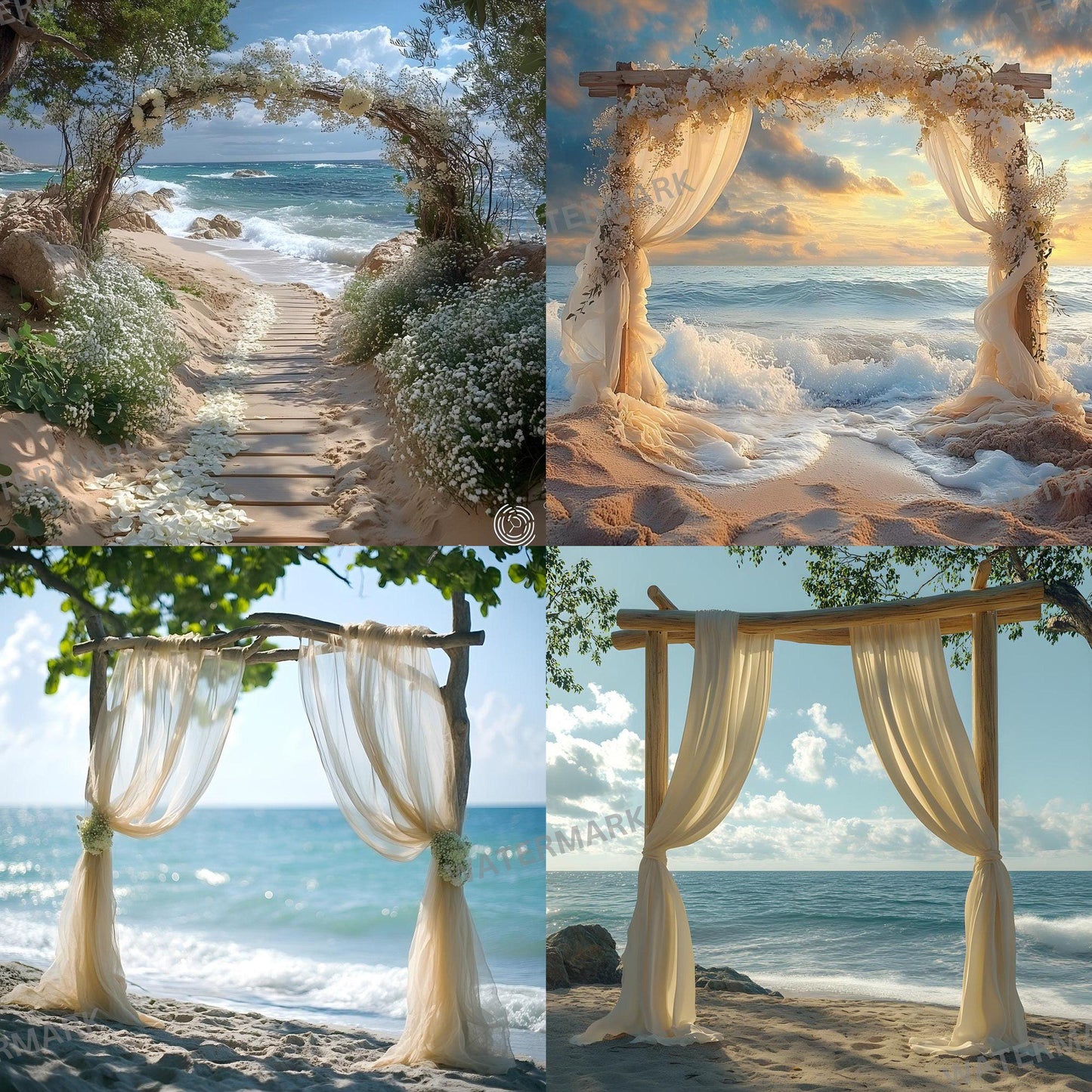 Stunning Beach Wedding Backdrops | Ocean-Themed Ceremony Arches for Seaside Weddings - Floral Arch Backgrounds - Maternity Backdrops