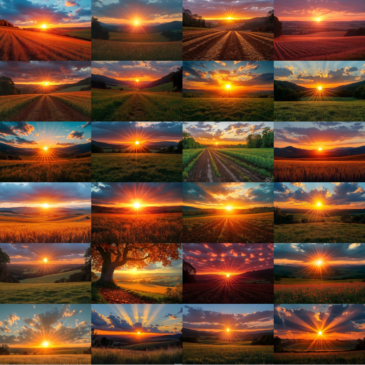 Sunset Pastoral Photography Backdrop, Warm Light Digital Background, Photo Prop, Golden Hour Scene, Dreamy Printable Image Set