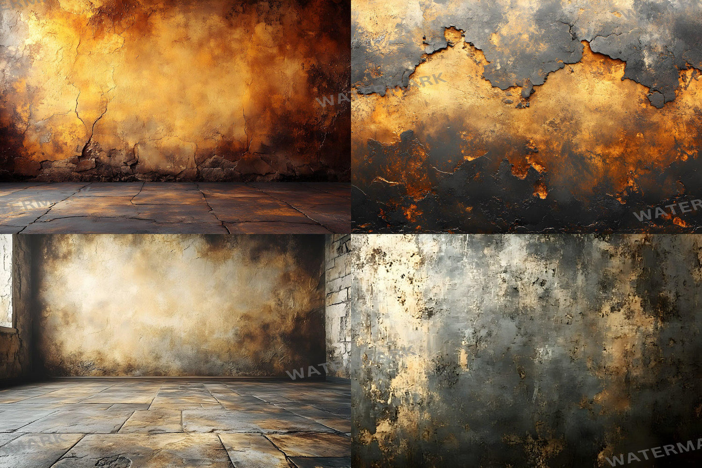 Smoky Topaz Wall Backdrops - Vintage Textured Digital Backgrounds