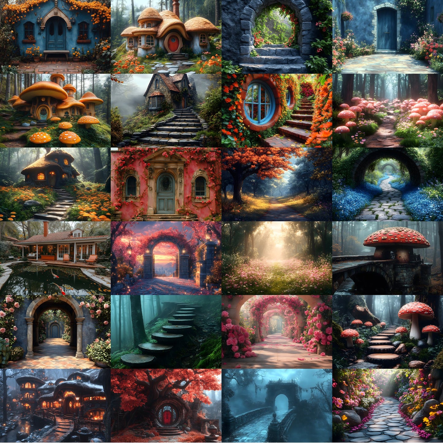 Alice in Wonderland Backdrop Set, Fantasy Photography Backgrounds, Digital Download for Newborns, Kids, and Storybook Theme Photoshoots