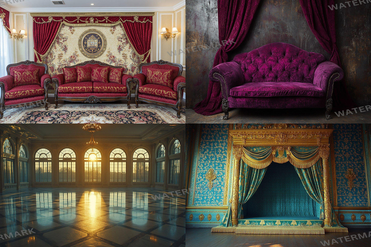 Regal Room Interior Backdrops - Victorian and Royal Designs - Royal Room Backdrops - Luxury Mansion Interior - Real Estate Backgrounds