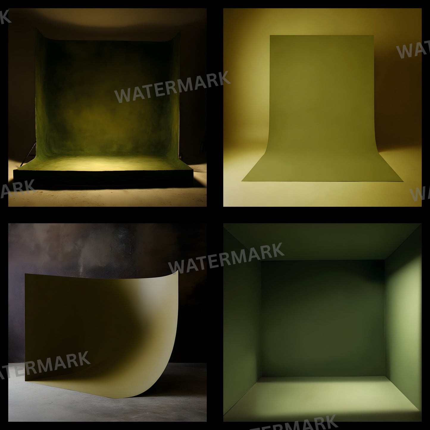 Olive Green Digital Backdrop,Texture Background for Photography, Videography, Virtual Studio, Cyclorama Wall, Square Format Images