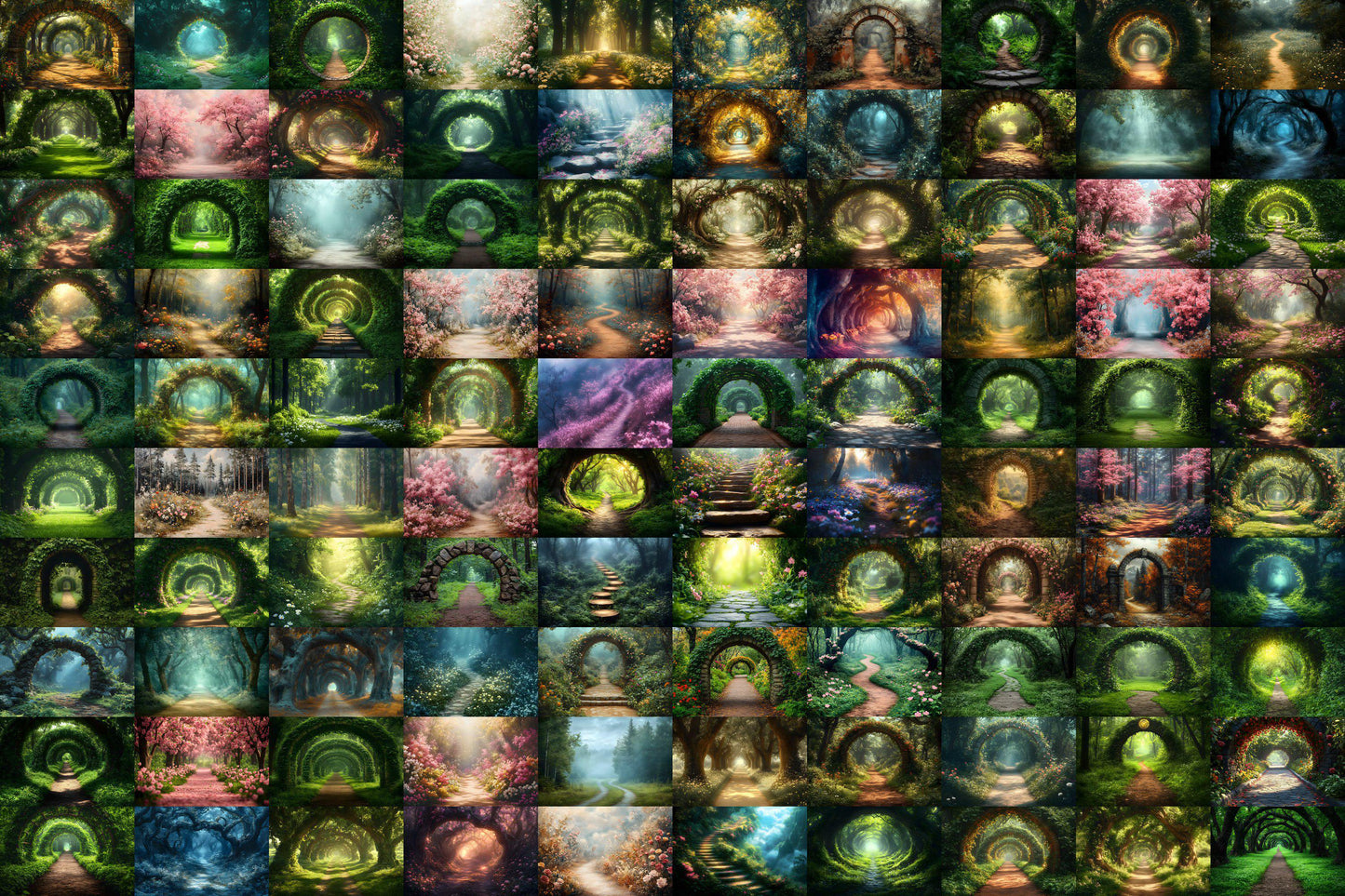 Enchanted Forest Backdrops for Photography ��������� Magical Digital Portraits Backgrounds, Magic Woodland, Lush Green Tree & Floral Backdrops