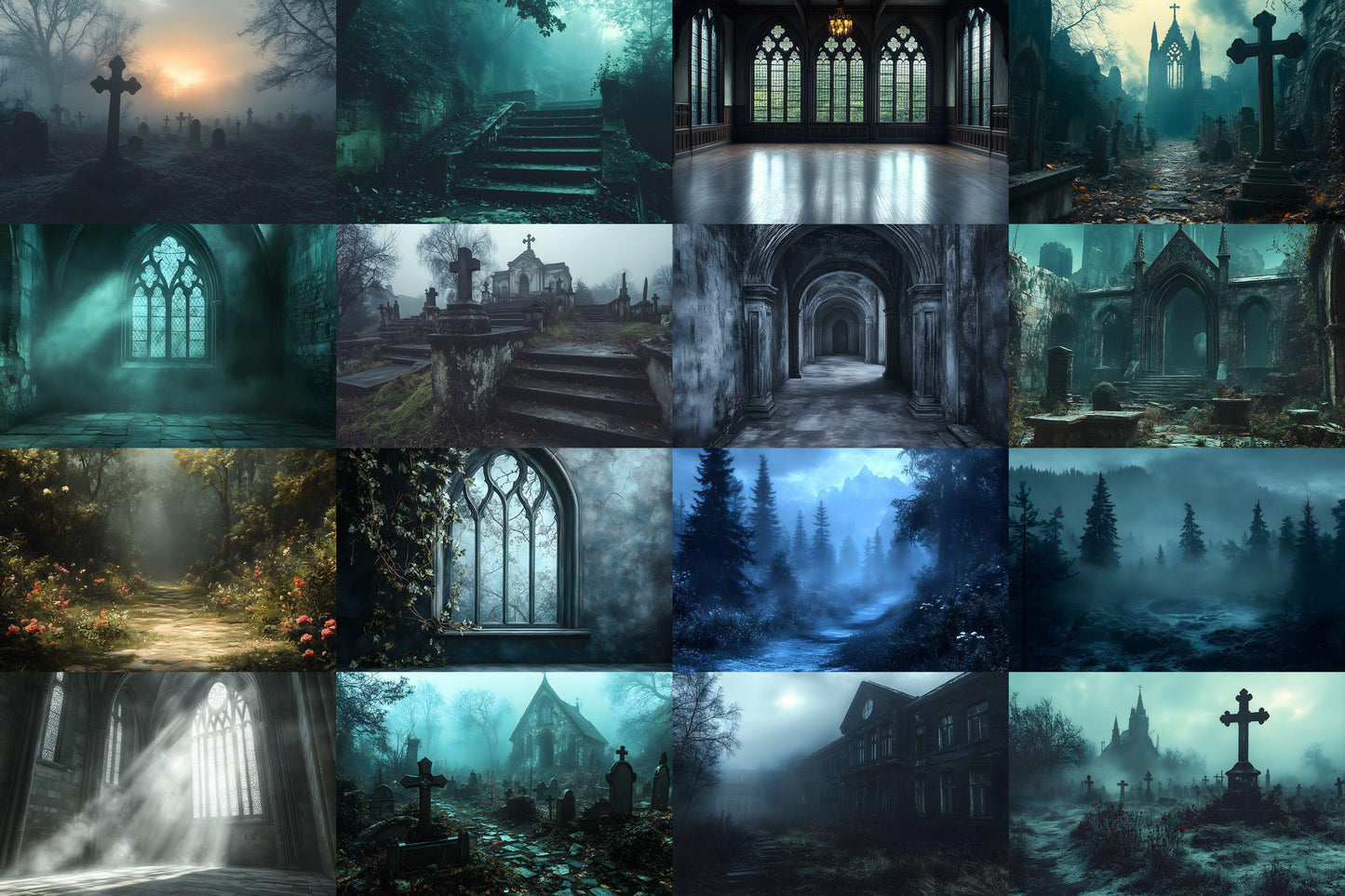Gothic Backdrops for Photography, Dark Digital Backgrounds, Spooky Halloween Overlays, Gothic Scenes, and Photoshop PNGs