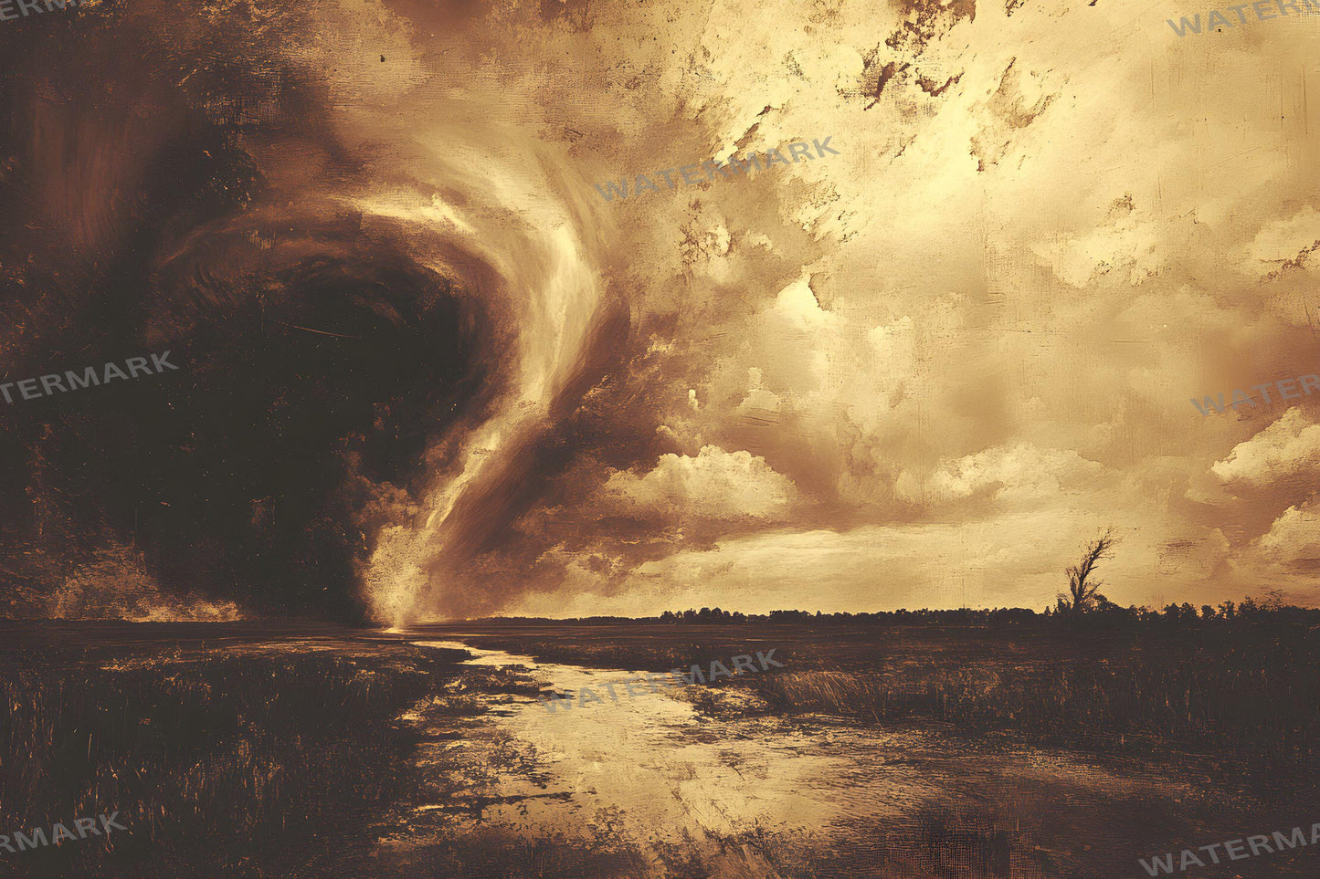 Tornado Swirling Above Kansas | Fantasy Green Cityscape Images | 1Magical Oz Backdrops | Dorothy Wizard of OZ Backdrops