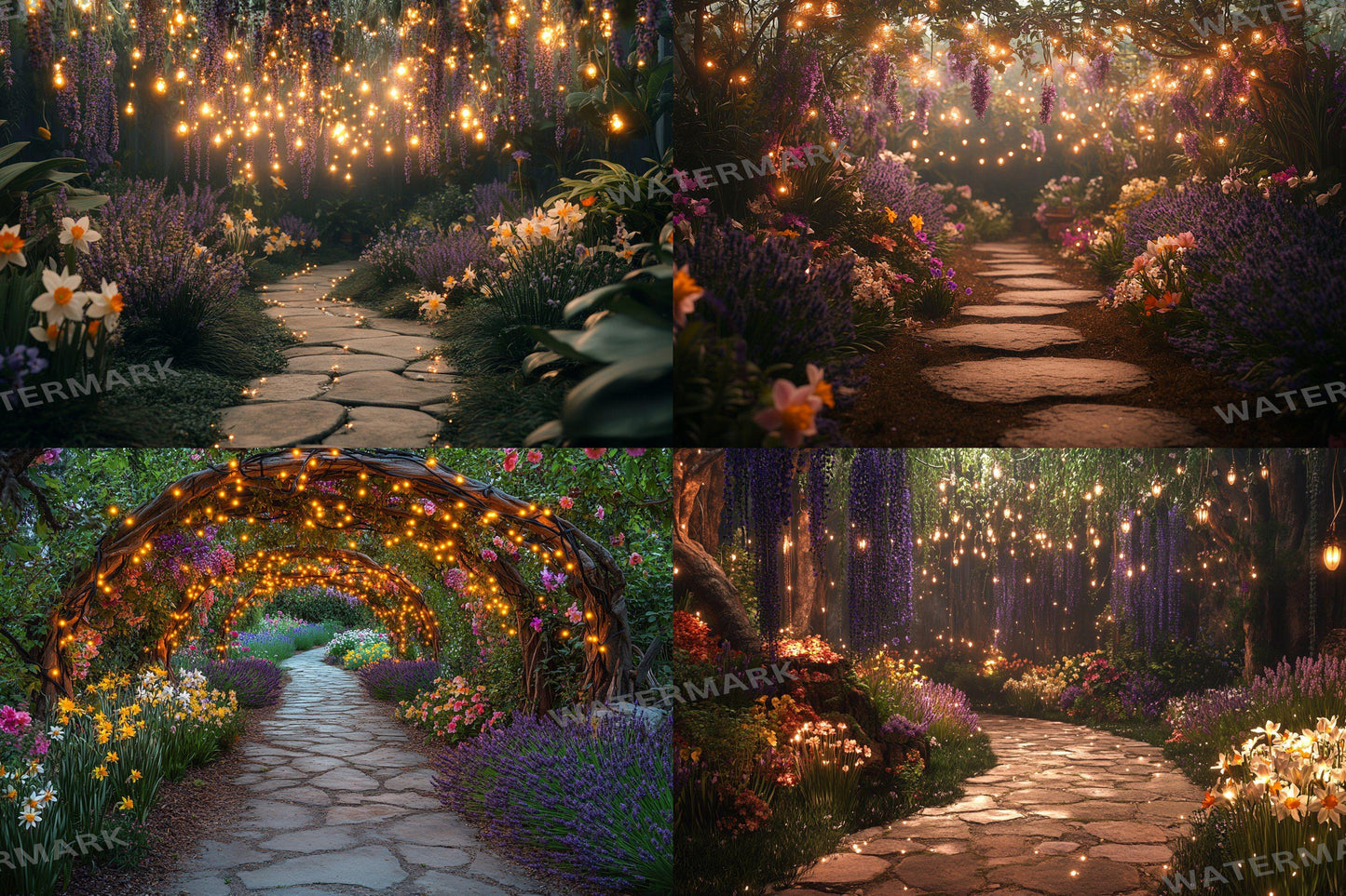 Fairy Garden Pathway Backdrop: PNGs for Magical Photography, Whimsical Forest Setting, Enchanted Path Digital Backdrops