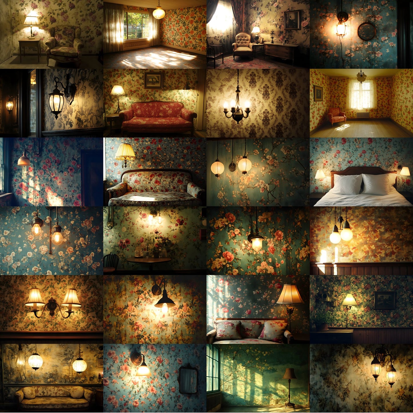 Vintage Wallpaper Room Digital Backdrop, Photography Backgrounds, Antique Interior Photo Prop, High-Res Image for Photographers