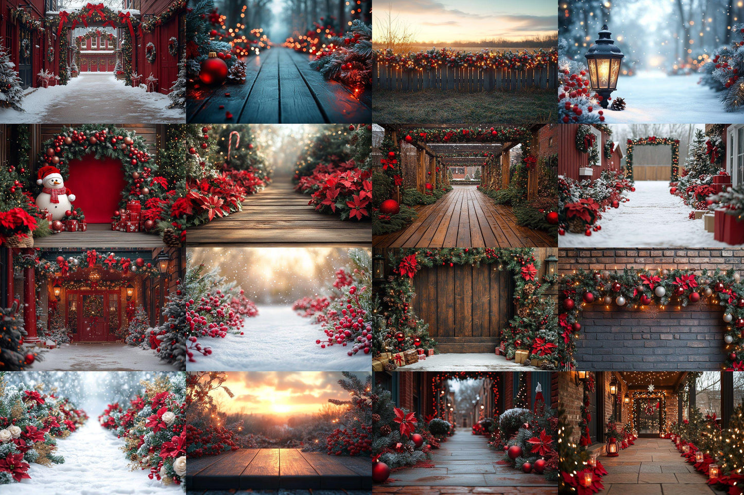 Christmas Outdoor Backgrounds Collection ��������� Winter Holiday-Themed Photoshop Backdrops for Festive Photography & Seasonal Photo Editing