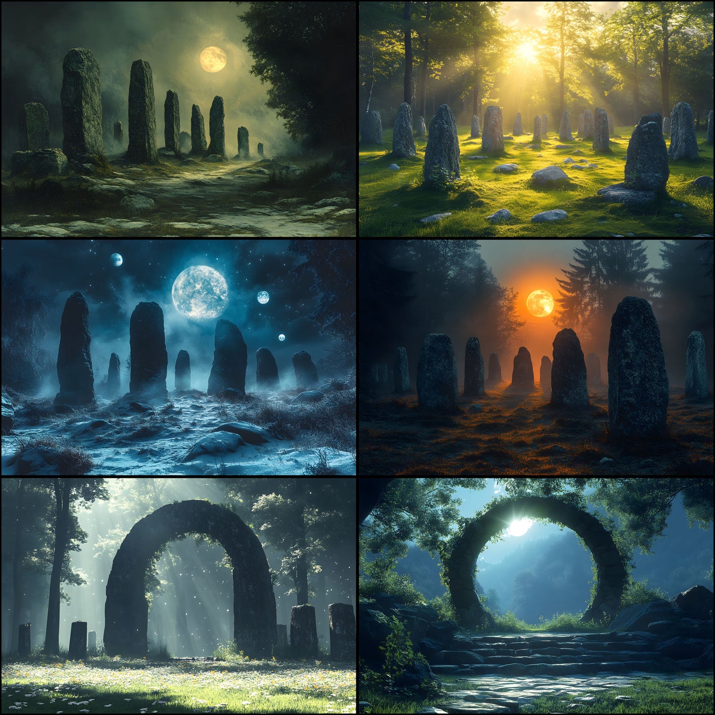 Ancient Stone Circle Digital Backdrop, Mystical Clearing Backgrounds for Photography, Fantasy Photo Overlays, Scenic Portrait Photography