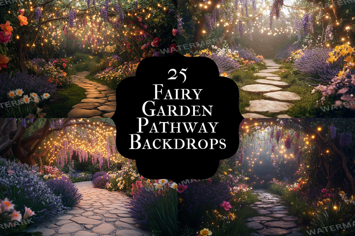 Fairy Garden Pathway Backdrop: PNGs for Magical Photography, Whimsical Forest Setting, Enchanted Path Digital Backdrops
