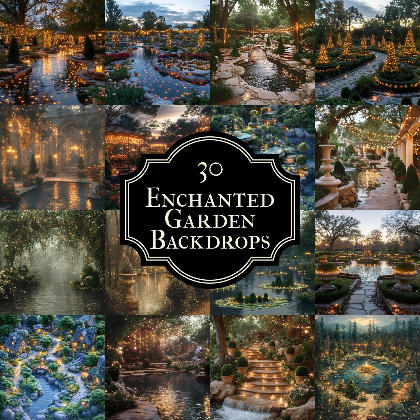 Enchanted Garden Backdrops - Magical Digital Backgrounds for Photography, Photoshop Overlays & Floral Designs