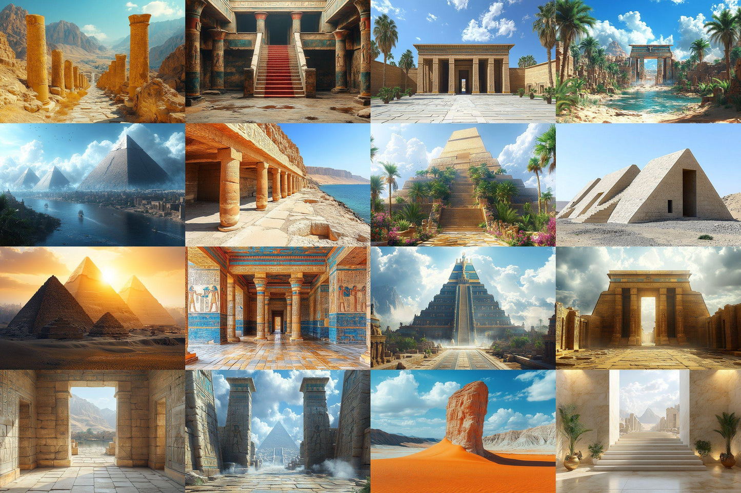 Ancient Egyptian Backdrops - Pyramids Temples Photography Backgrounds - Pharaohs Ruins Historical Scenes - Digital Download