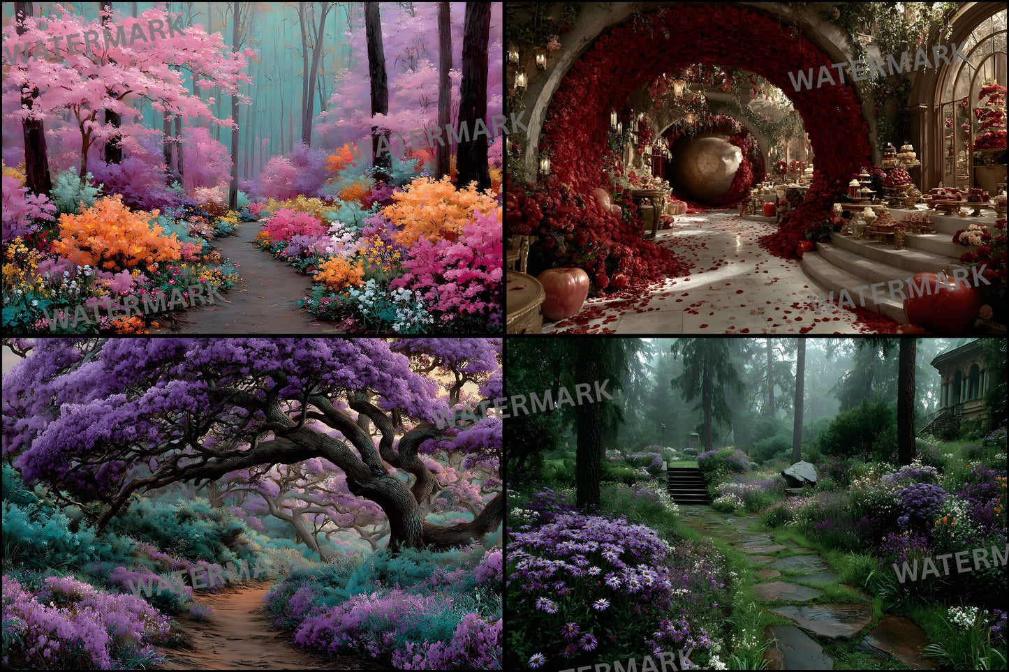 Alice in Wonderland Backdrop, Enchanted Forest Background, Whimsical Digital Download for Photography, Fairytale Photo Booth