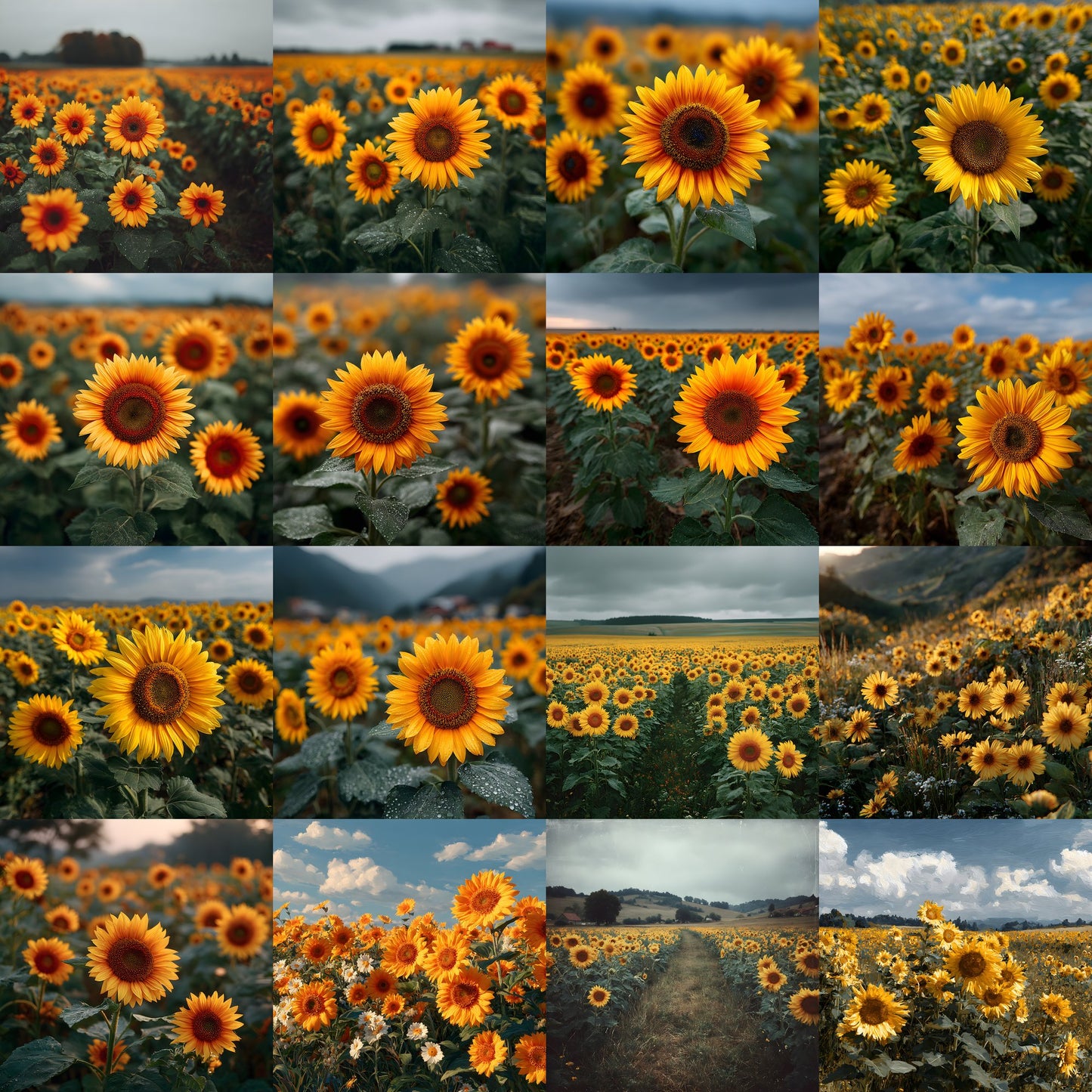 Sunflower Field Photography Backdrop, Digital Background for Spring, Summer Photo Shoots, Square High-Resolution Image Download