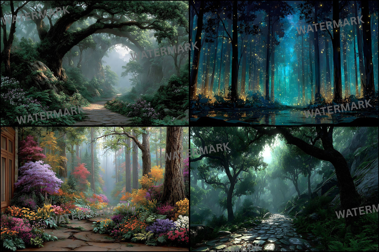 Alice in Wonderland Backdrop Set, Enchanted Forest Backgrounds, Magical Photography, Digital Download for Fantasy Storytelling