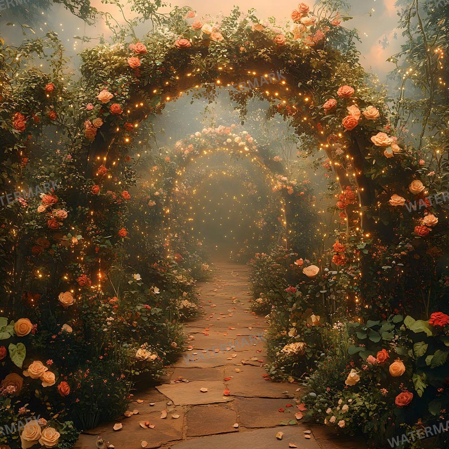 Bohemian Garden Backdrops, Magical Floral Archway Scenes for Weddings, Maternity, Parties, Floral Photography Background, Boho Backdrop