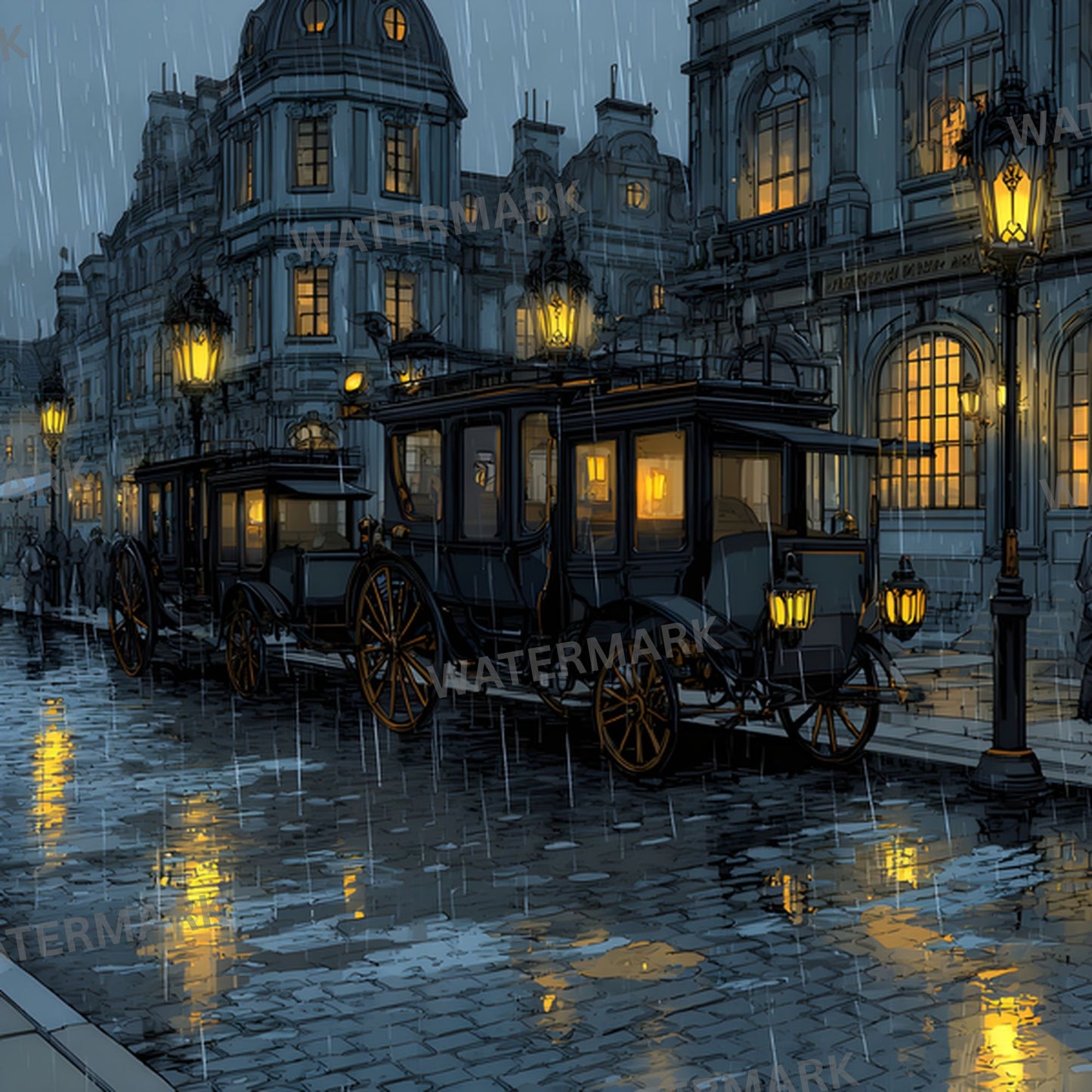 Anime Victorian Alchemical City Backdrop, Steampunk Digital Background for Cosplay, Fantasy Photography, Square Unique Alchemy Art, Printable Image