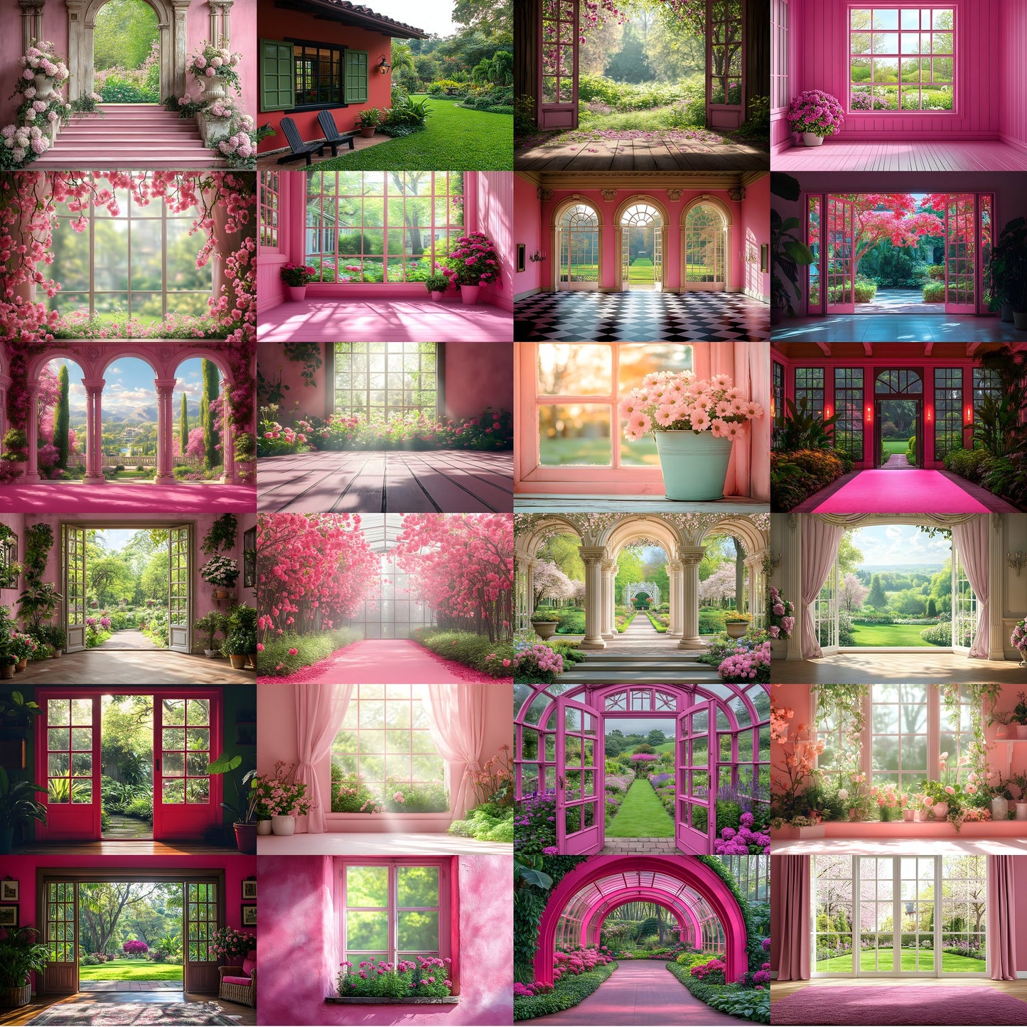 Royal Pink Garden Digital Backdrop, Photography Background, Floral Photo Booth, Springtime Scene, Portrait Photography, High-Res Images