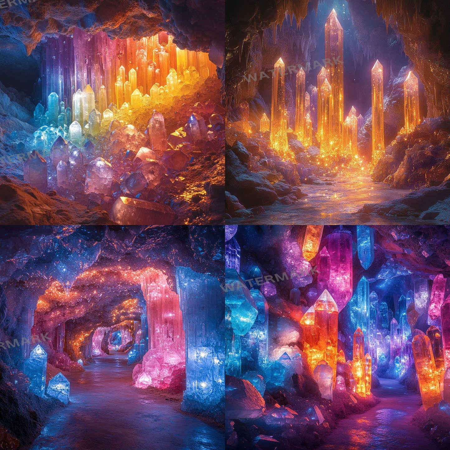 Crystal Fairy Cavern Digital Backdrops - High-Resolution PNGs for Creative Photography 96x96px Commercial Use