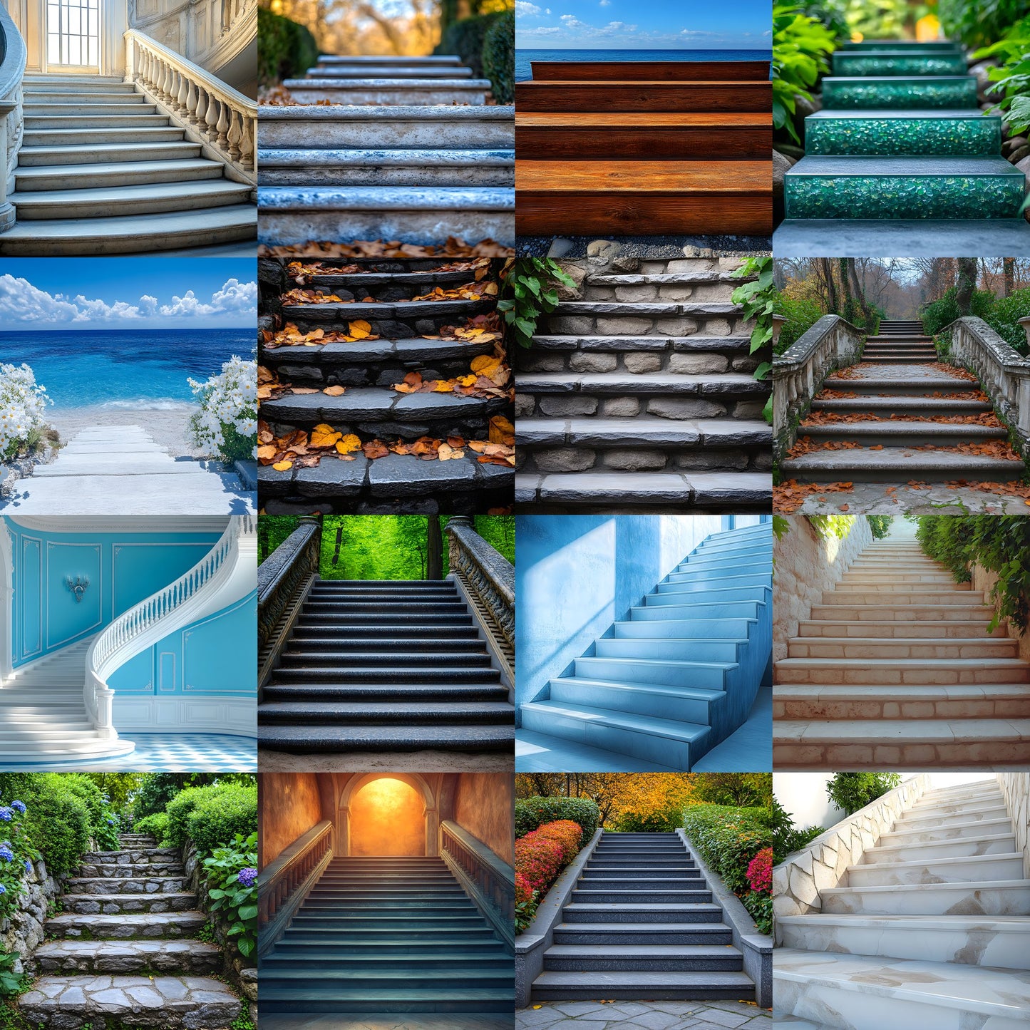 Staircase Photography Backdrop Set, Elegant Steps Digital Backgrounds for Portrait Photography, Photo Overlays, Scenic Stairway Images