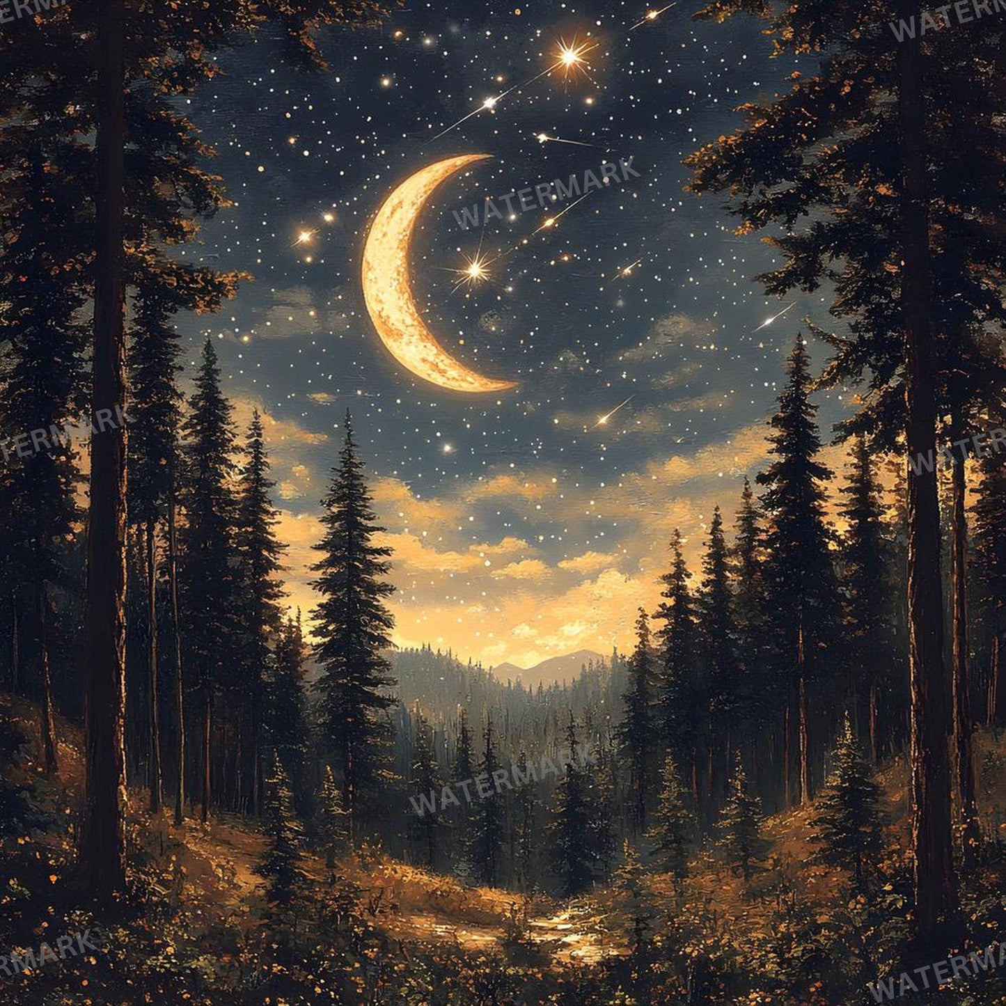 Crescent Moon Backdrops - Magical Night Sky Digital Backgrounds for Photography, Art Projects, and Creative Design
