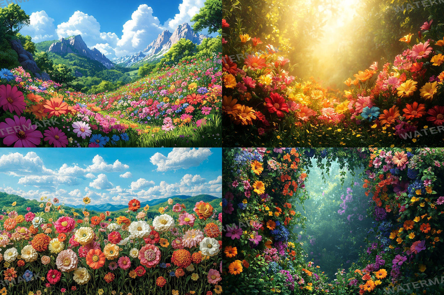Whimsical Flower Garden Backdrops ��������� Lush Floral Photography Backdrops for Dreamy & Ethereal Portraits - Floral Backdrops and Backgrounds