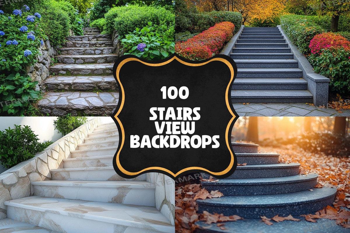 Warm Stairs View Backdrops - Professional Photo Editing Overlays for Stunning Visuals