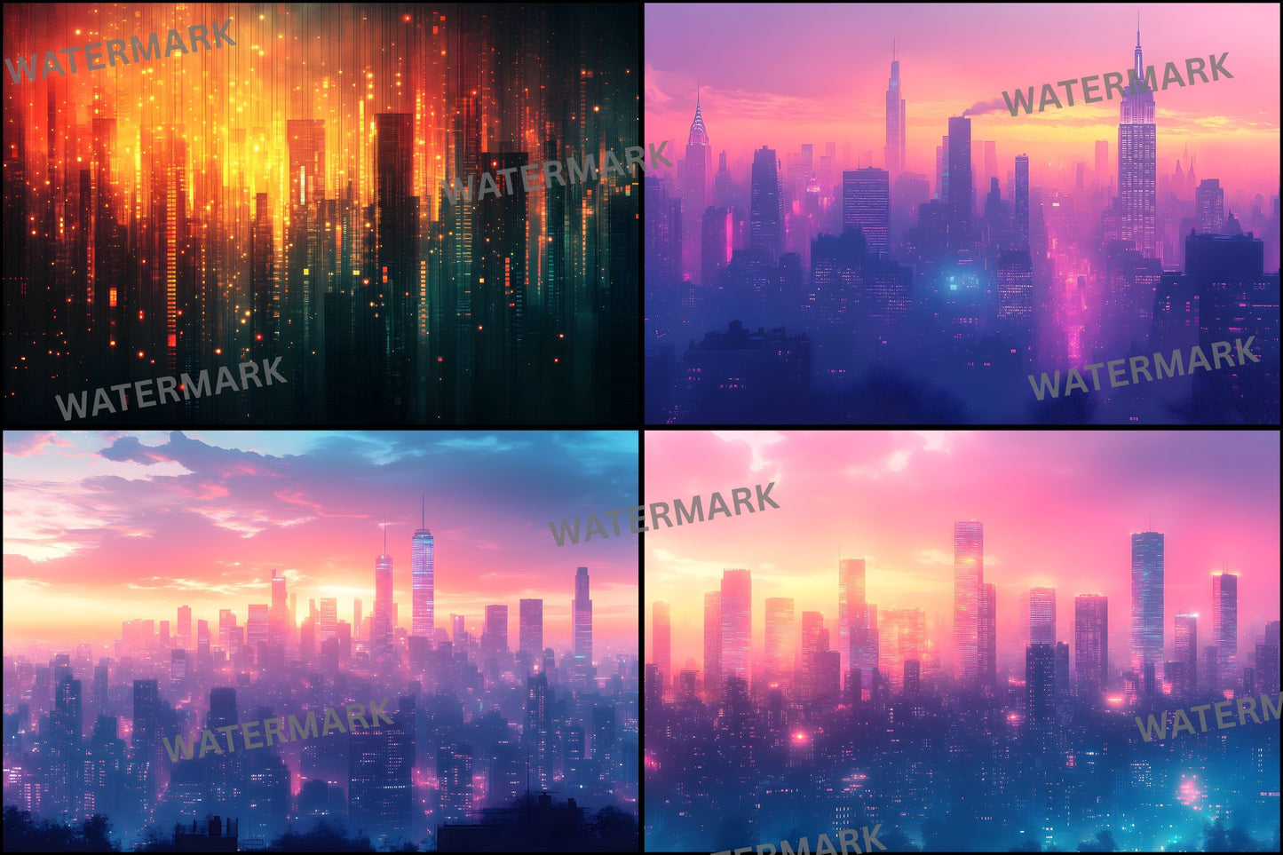 Abstract Skyline Digital Backdrop, Cityscape Photography Background for Composites, Modern Urban Photo Overlay, High-Resolution Image for Photographers