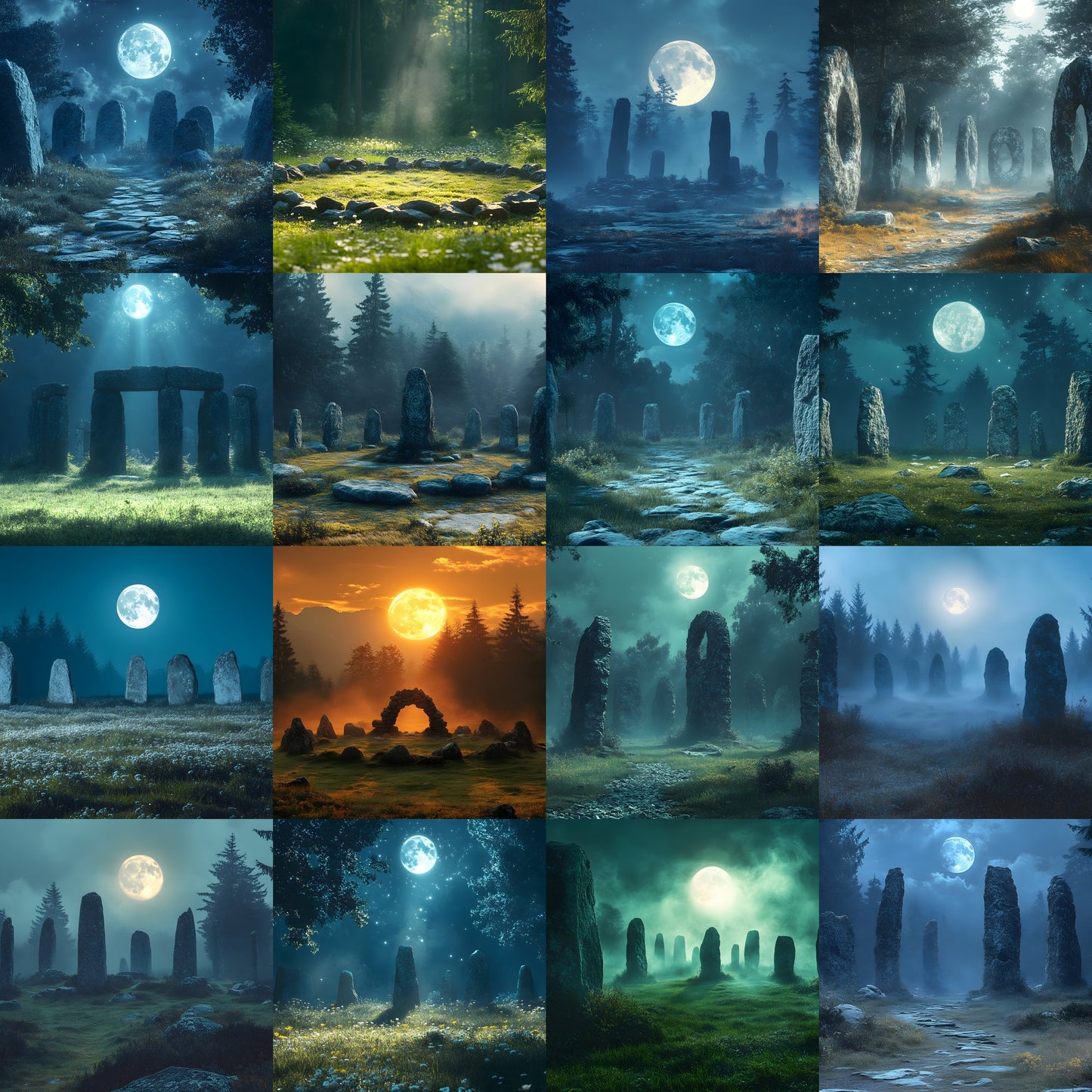 Ancient Stone Circle Digital Backdrop, Mystical Clearing Backgrounds for Photography, Fantasy Photo Overlays, Druid Ritual Scene