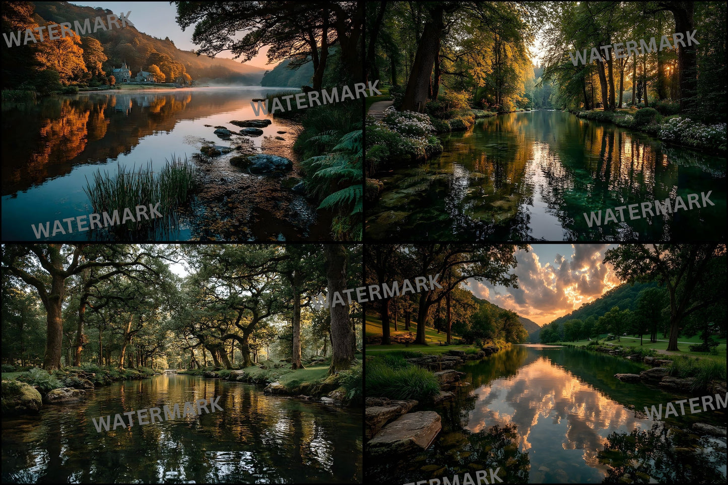 Tranquil Lake Digital Backdrop, Lush Greenery Background, Scenic Photography Prop, Serene Nature Photo Overlay, Peaceful Waterscape Image