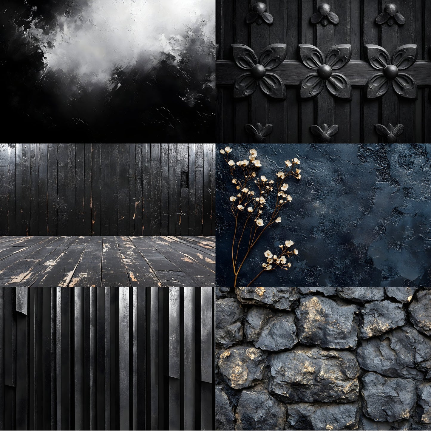 Vintage Black Textured Wall Digital Backdrop, Dark Photography Background for Portrait, Moody Fine Art Texture