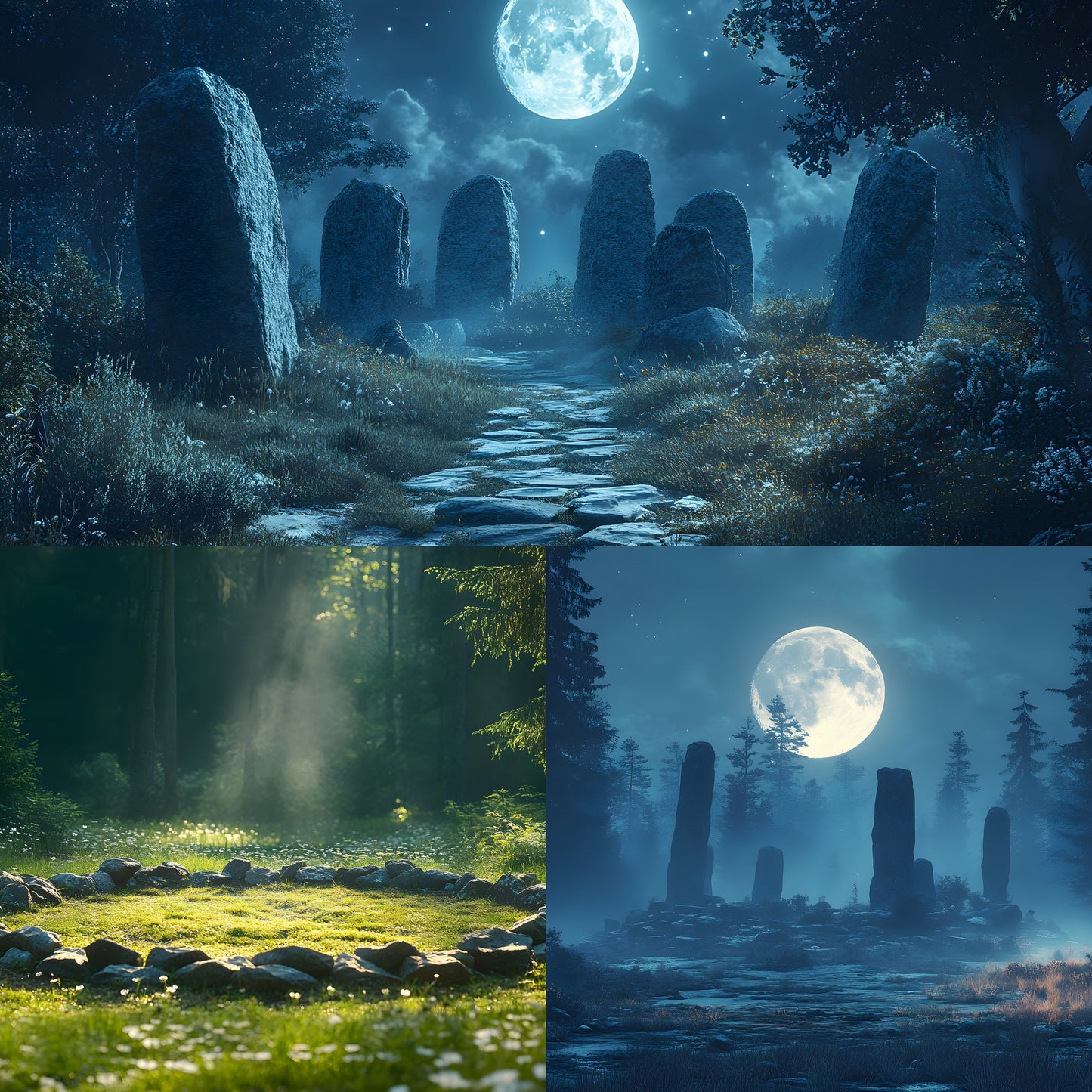 Ancient Stone Circle Digital Backdrop, Mystical Clearing Backgrounds for Photography, Fantasy Photo Overlays, Druid Ritual Scene