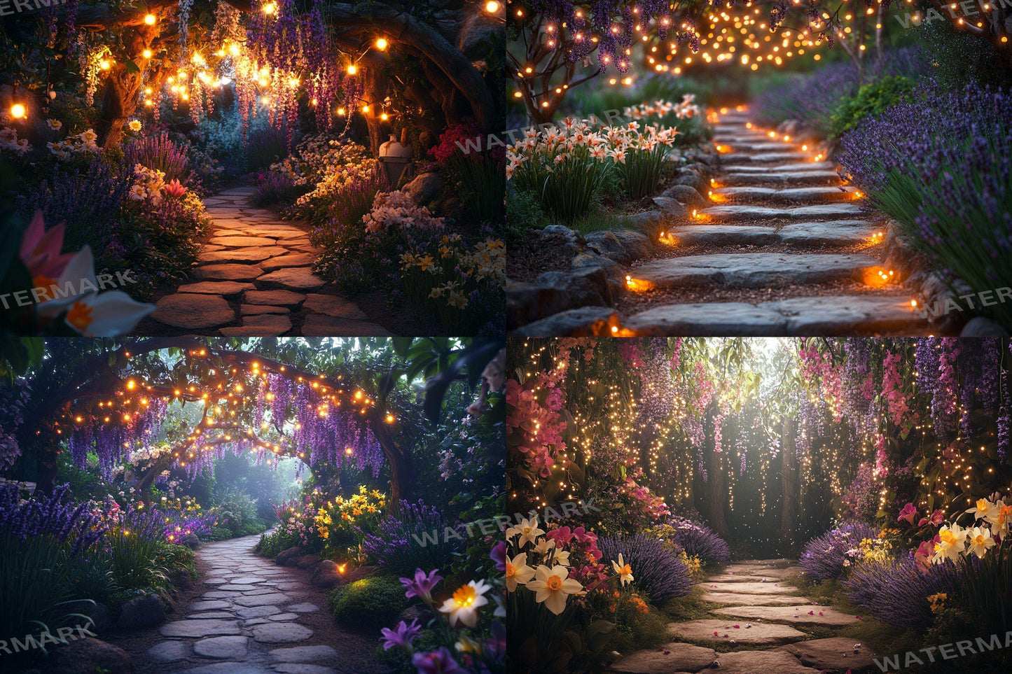 Fairy Garden Pathway Backdrop: PNGs for Magical Photography, Whimsical Forest Setting, Enchanted Path Digital Backdrops