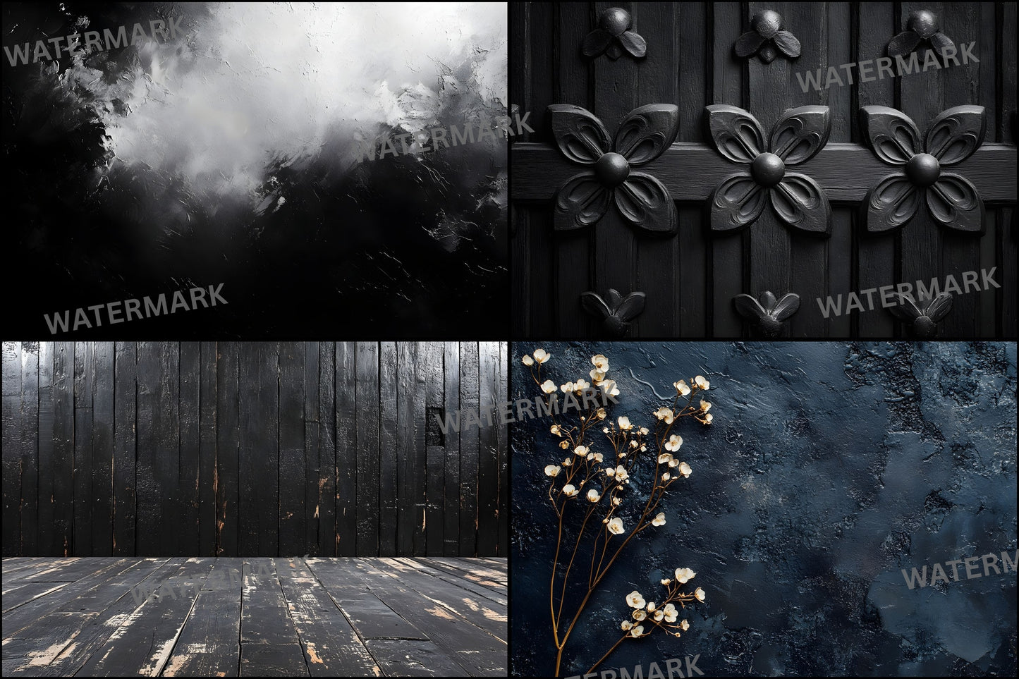 Vintage Black Textured Wall Digital Backdrop, Dark Photography Background for Portrait, Moody Fine Art Texture