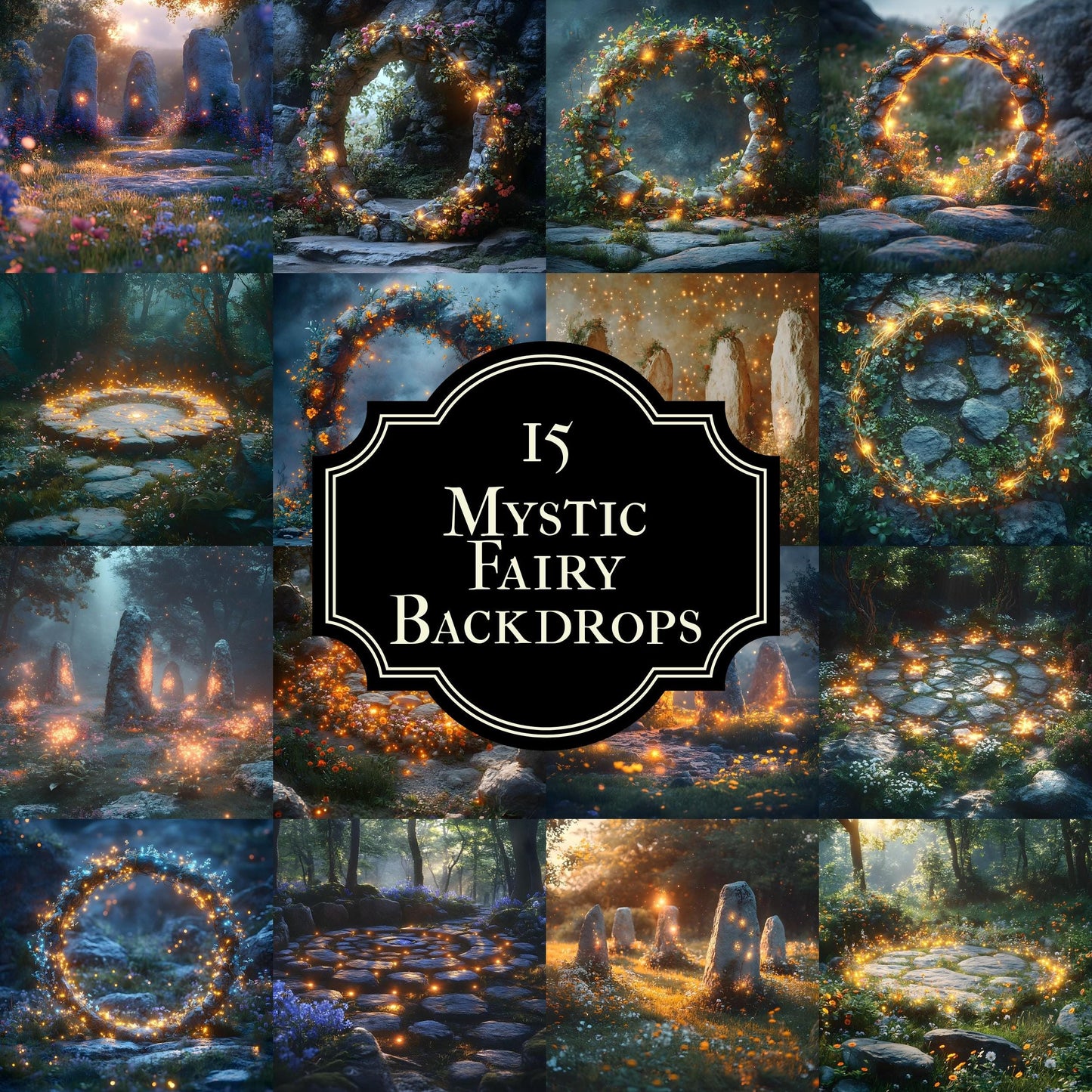 Enchanting Fairy Tale Photoshop Overlay Backdrops - 1Magical Forest, Arch, and Pathway Scenes for Fantasy Photography & Digital Backdrops