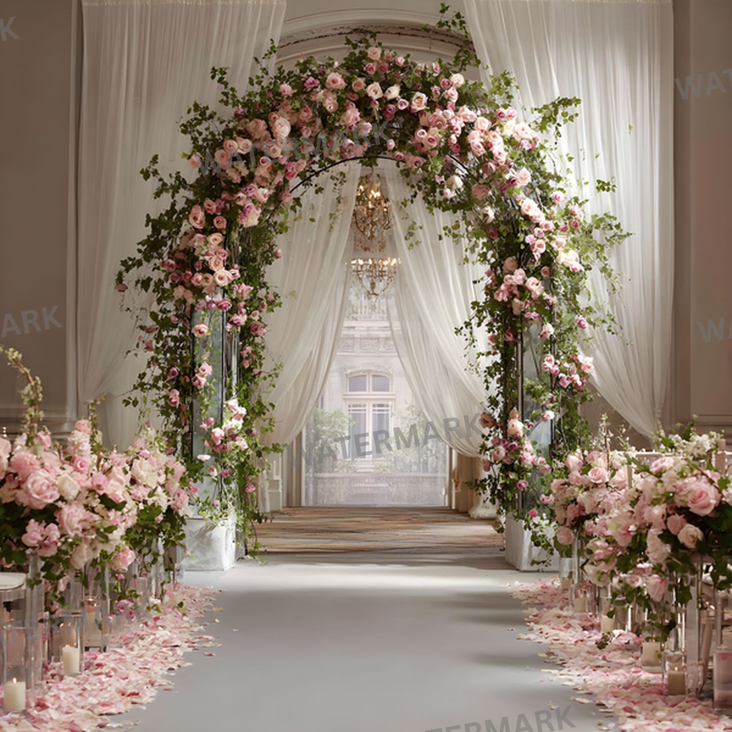 Wrought Iron Arch Digital Backdrop, Wedding Photography Background, Photo Booth Prop, Floral Archway, Garden Scene, Fairytale Portrait