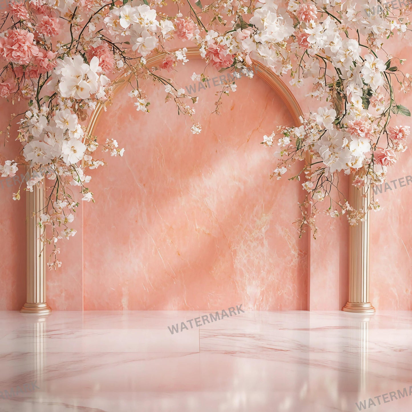 Photography Studio Backdrops, Elegant Floral Backgrounds, Peach and Cream Tones, Digital Props for Photoshoots and Creative Projects