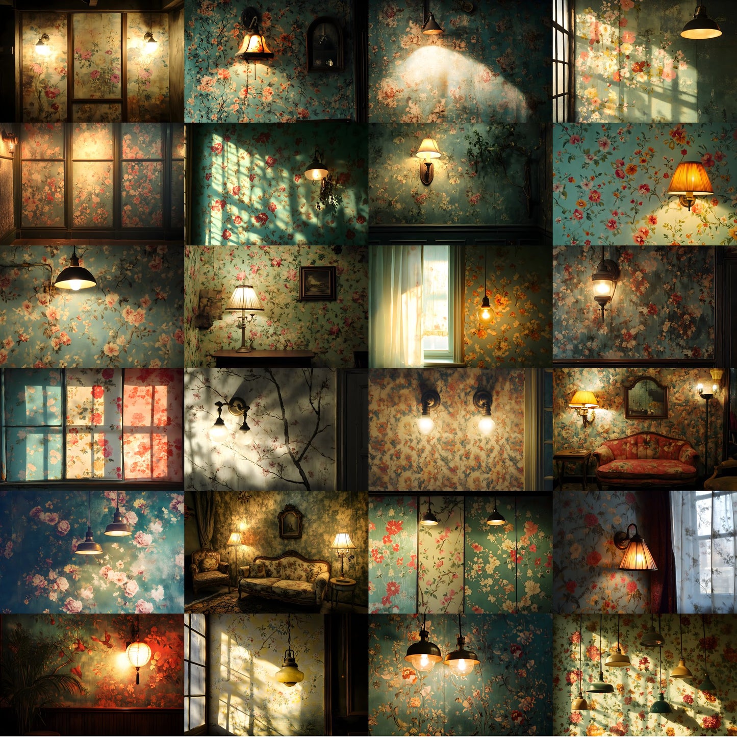 Vintage Wallpaper Room Digital Backdrop, Photography Backgrounds, Antique Interior Photo Prop, High-Res Download for Photographers