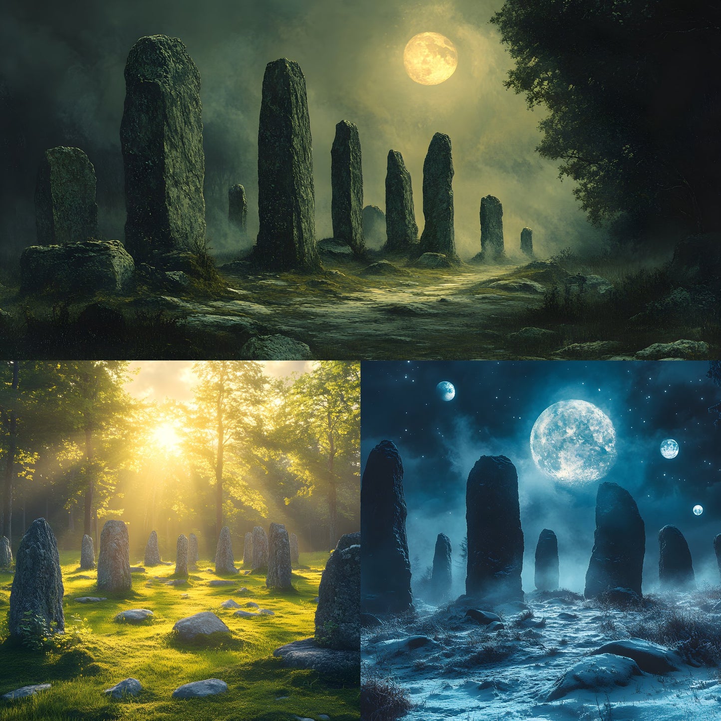 Ancient Stone Circle Digital Backdrop, Mystical Clearing Backgrounds for Photography, Fantasy Photo Overlays, Scenic Portrait Photography