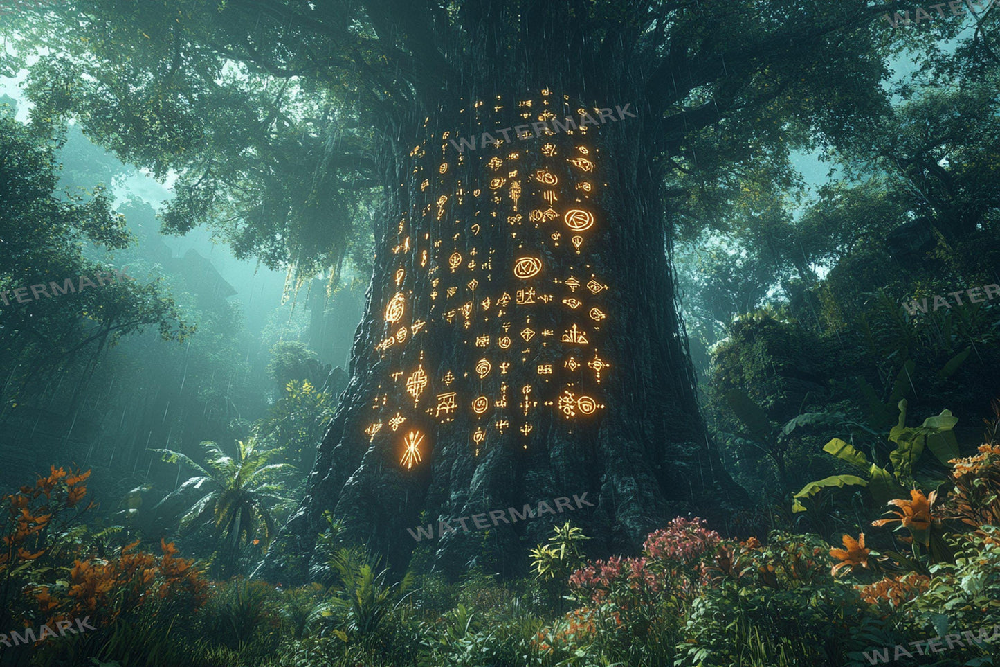 Amazonian Spirit Tree Digital Backdrops, Mystical Jungle Photography Backgrounds, Enchanted Rainforest Scenery - Magical Tree Backgrounds