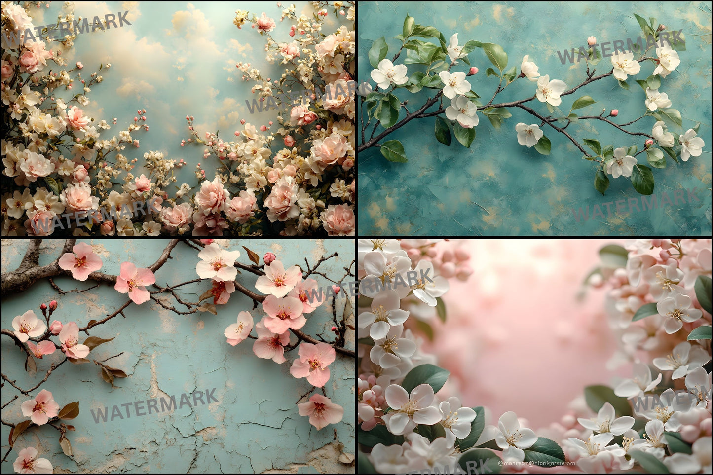 Spring Blossom Leaves Digital Backdrop, Nature Photography Background, Floral Photo Prop High-Res Image for Composites