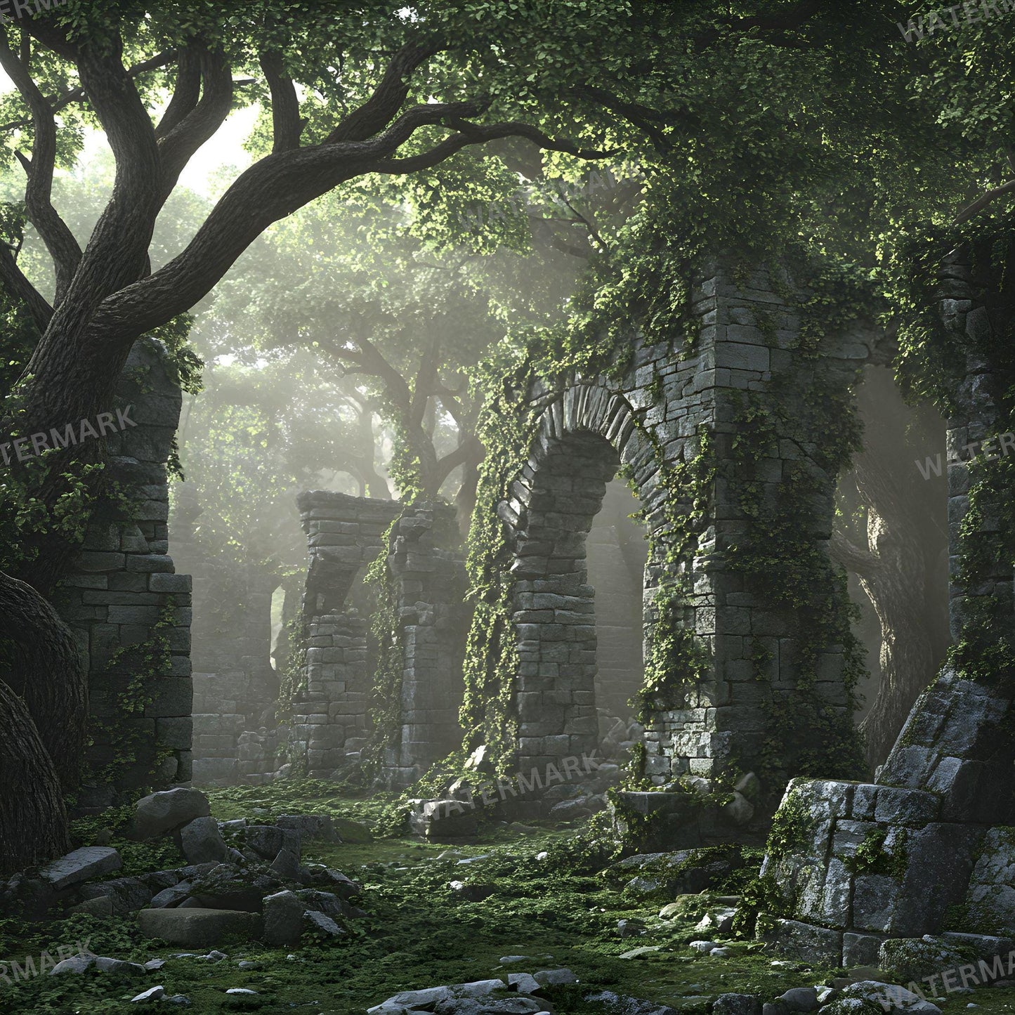 Ancient Forest Digital Photo Backdrops for Master Overlays Composites Portrait Backgrounds 96x96px Square for Creative Photography Use