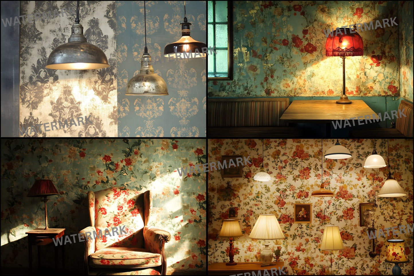 Vintage Wallpaper Room Backdrops, Photography Backgrounds, Digital Download for Portrait Photography,Texture Photo Booth