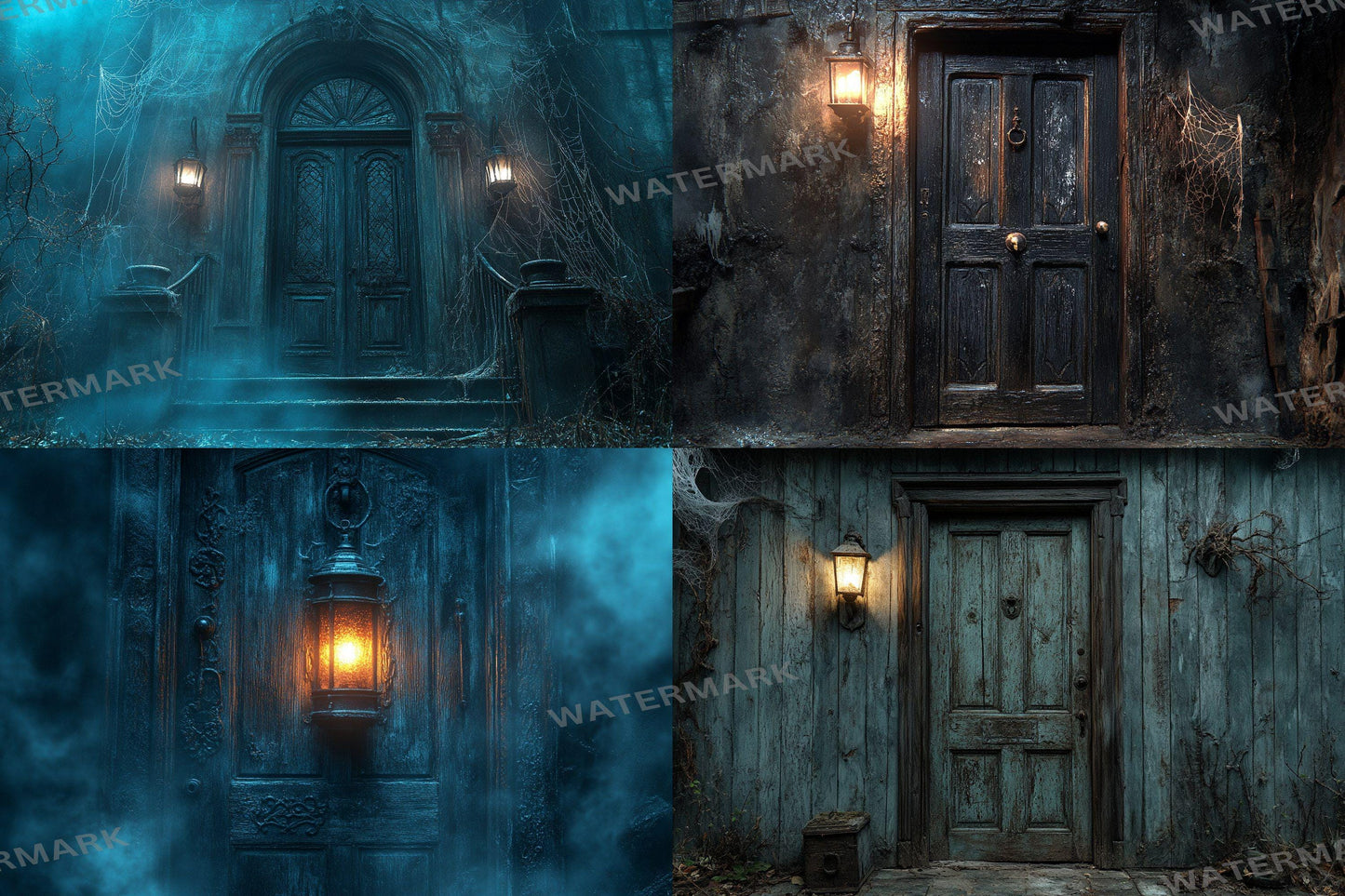 Haunted Mansion Door Backdrops ��������� Spooky Grunge Backdrops for Halloween & Gothic Photography Sessions - Gothic Backdrops and Backgrounds