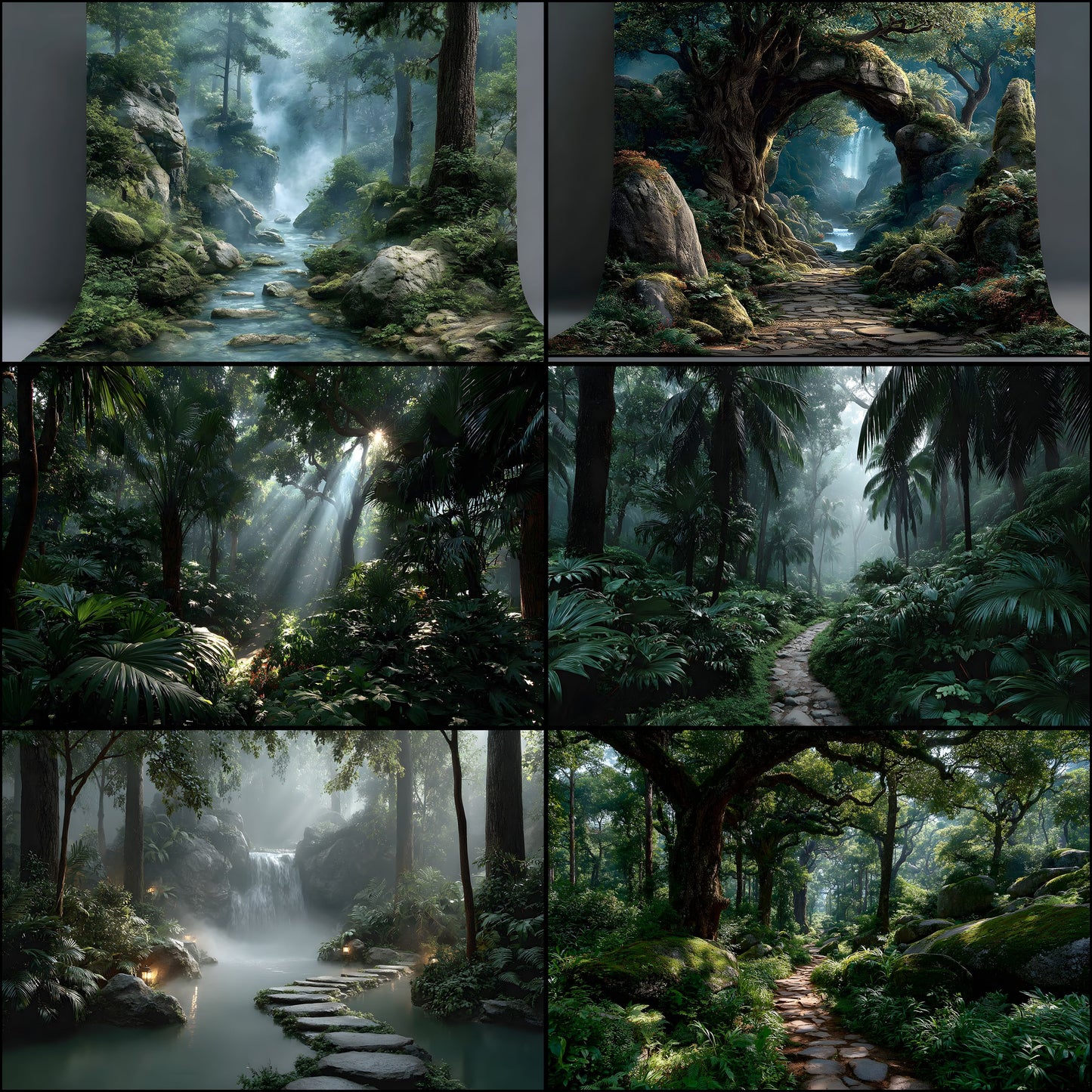 Tropical Forest Digital Backdrop, Lush Greenery Background for Photography High-Resolution Photo Prop, Nature Lover's Dream, Printable Art