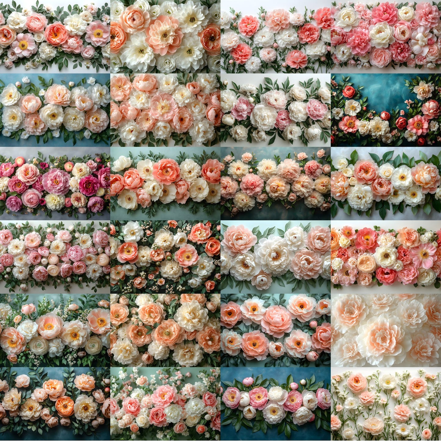 Peony Blush Floral Wall Digital Backdrop, Wedding Photography Background, Flower Photo Booth, Portrait Photography, Peonies, High Res Images