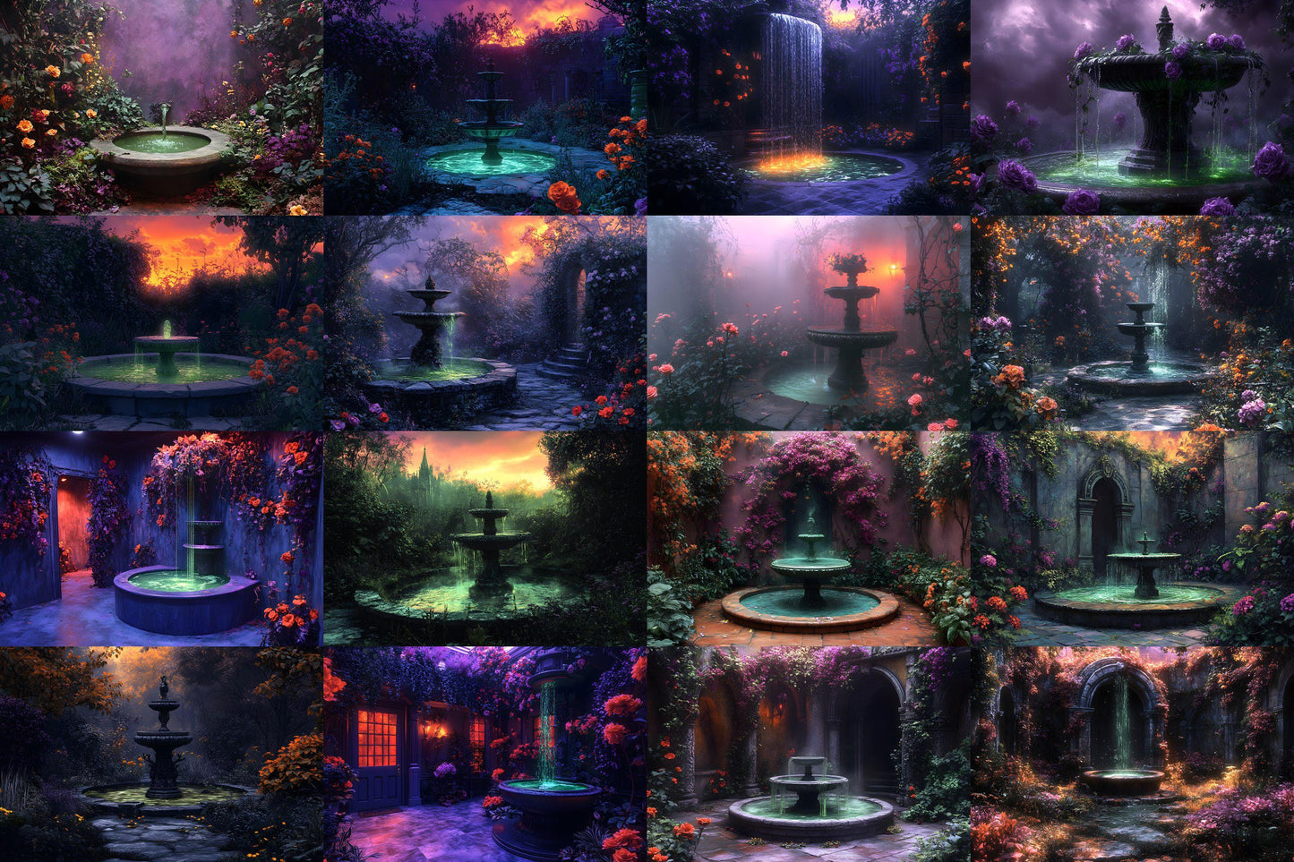Witch���������s Eerie Garden Backdrops | Spooky Enchanted Forest | Mystical Night Scenes | Halloween Digital Backgrounds - Wizarding School
