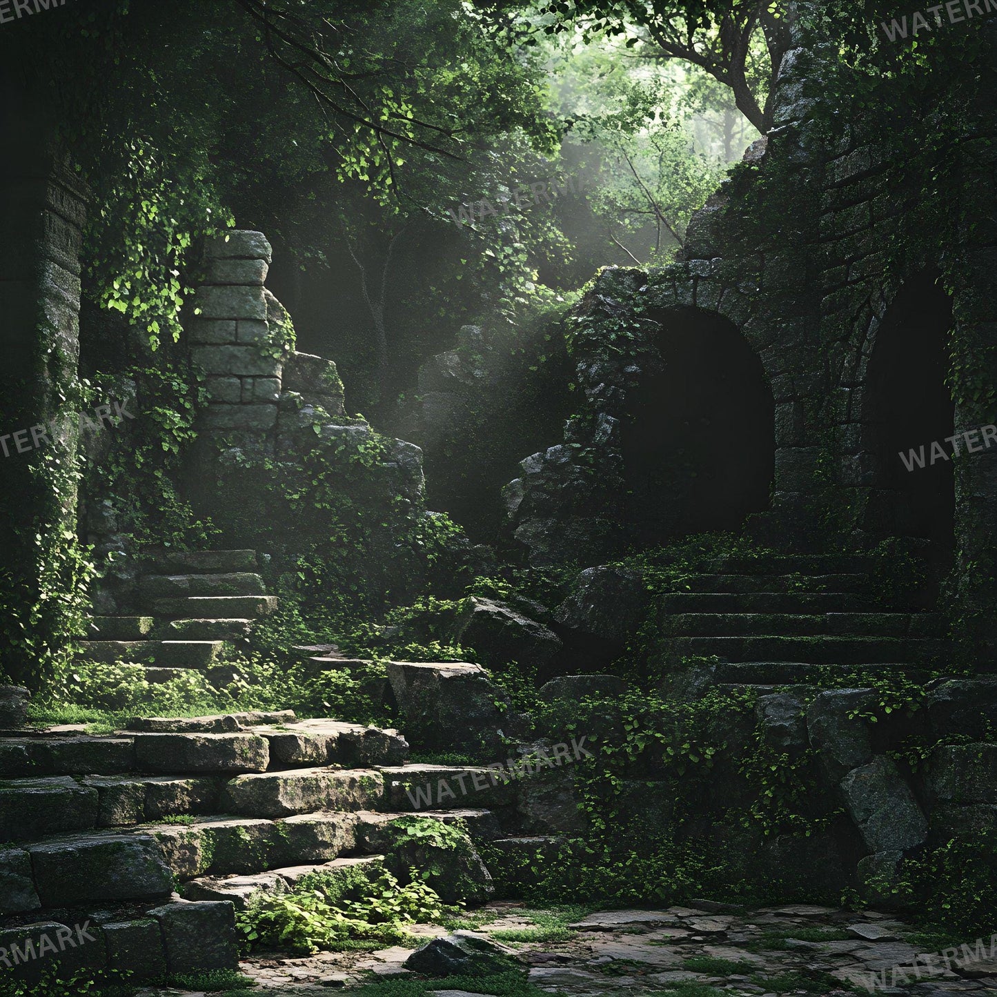 Ancient Forest Digital Photo Backdrops for Master Overlays Composites Portrait Backgrounds 96x96px Square for Creative Photography Use