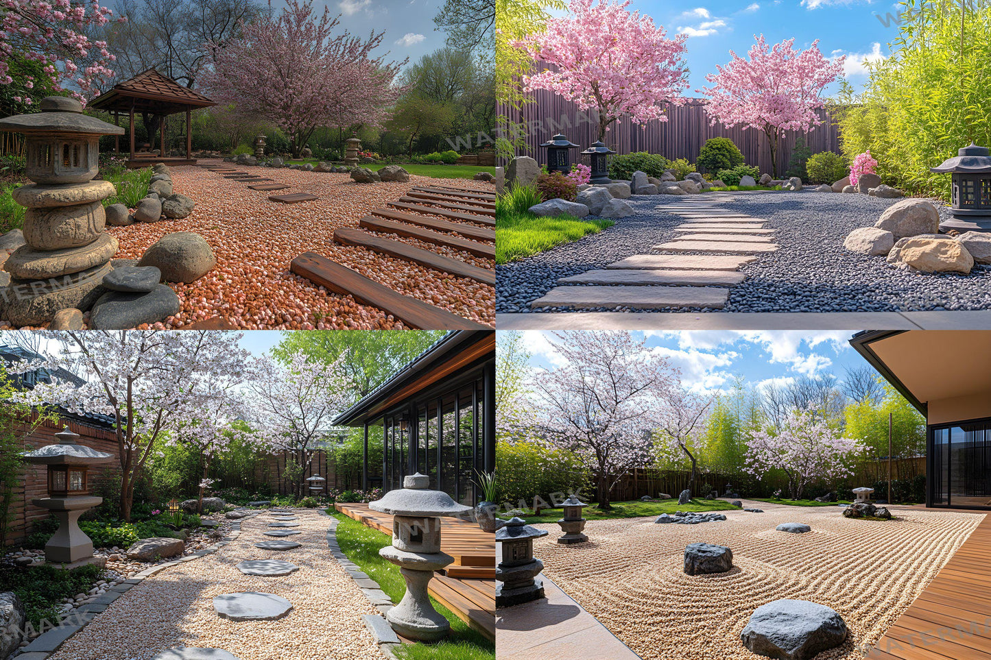 Zen Garden Backdrops, Tranquil Japanese Landscapes, Serene Rock Gardens, Peaceful Meditation Spaces, Digital Nature Art Backgrounds
