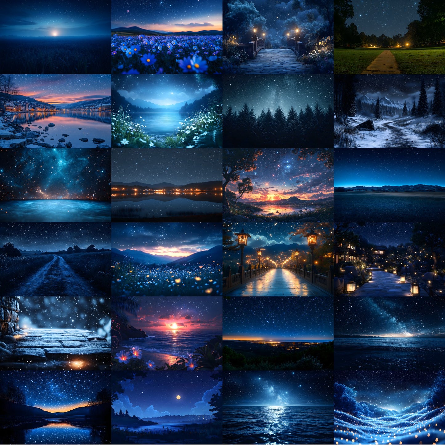 Starry Night Digital Backdrop Bundle, Dreamy Backgrounds for Photography, Celestial Photo Overlays, Magical Night Sky Scenes, LBXD
